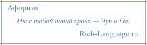 
    Мы с тобой одной крови — Чук и Гек.