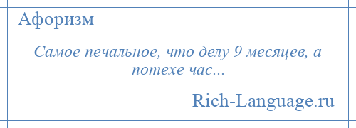 
    Самое печальное, что делу 9 месяцев, а потехе час...