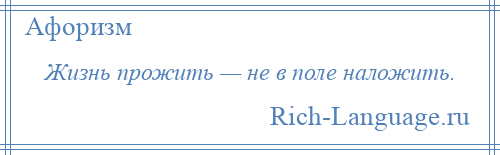 
    Жизнь прожить — не в поле наложить.