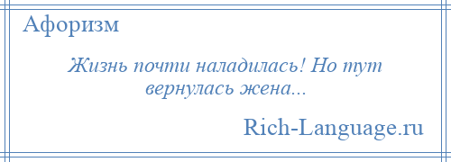 
    Жизнь почти наладилась! Но тут вернулась жена...