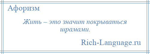 
    Жить – это значит покрываться шрамами.