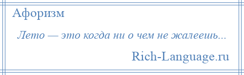 
    Лето — это когда ни о чем не жалеешь...