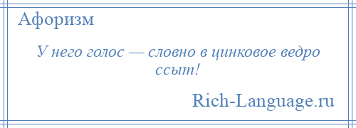 
    У него голос — словно в цинковое ведро ссыт!