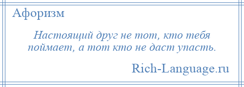 
    Настоящий друг не тот, кто тебя поймает, а тот кто не даст упасть.
