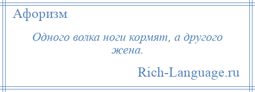 
    Одного волка ноги кормят, а другого жена.