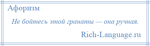 
    Не бойтесь этой гранаты — она ручная.