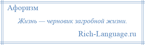 
    Жизнь — черновик загробной жизни.