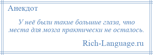 
    У неё были такие большие глаза, что места для мозга практически не осталось.