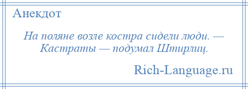 
    На поляне возле костра сидели люди. — Кастраты — подумал Штирлиц.