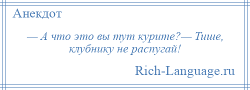 
    — А что это вы тут курите?— Тише, клубнику не распугай!