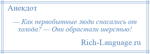 
    — Как первобытные люди спасались от холода? — Они обрастали шерстью!