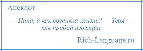 
    — Папа, а как возникла жизнь? — Твоя — как пробой изоляции.