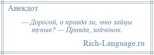 
    — Дорогой, а правда ли, что зайцы тупые? — Правда, зайчонок.