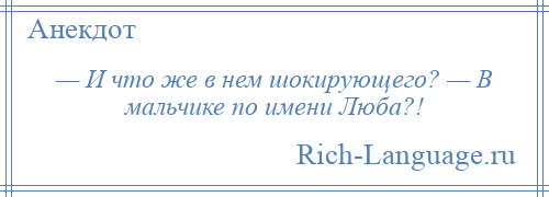 
    — И что же в нем шокирующего? — В мальчике по имени Люба?!