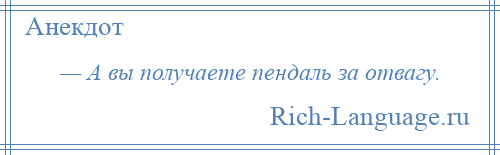 
    — А вы получаете пендаль за отвагу.