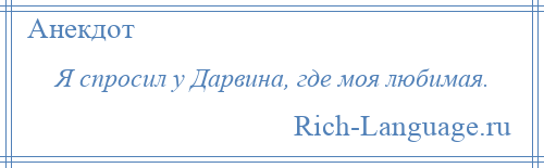 
    Я спросил у Дарвина, где моя любимая.