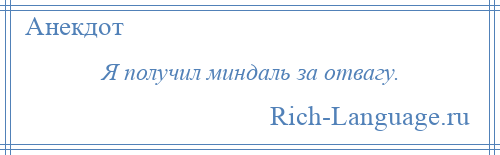 
    Я получил миндаль за отвагу.