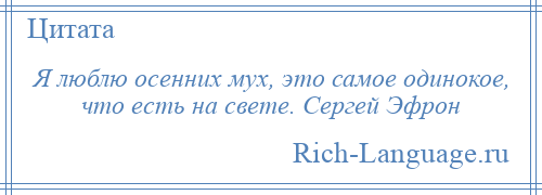 
    Я люблю осенних мух, это самое одинокое, что есть на свете. Сергей Эфрон