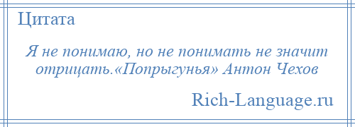 
    Я не понимаю, но не понимать не значит отрицать.«Попрыгунья» Антон Чехов