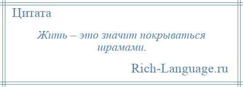 
    Жить – это значит покрываться шрамами.