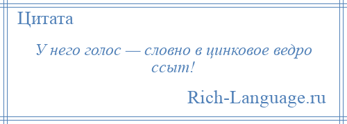 
    У него голос — словно в цинковое ведро ссыт!