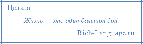 
    Жизнь — это один большой бой.