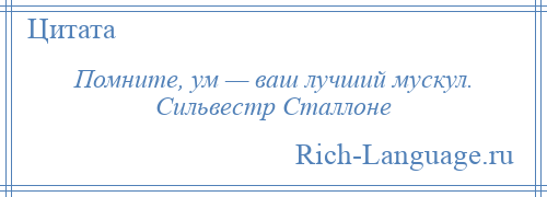 
    Помните, ум — ваш лучший мускул. Сильвестр Сталлоне