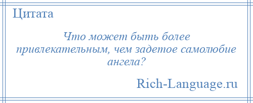 
    Что может быть более привлекательным, чем задетое самолюбие ангела?