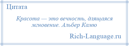 
    Красота — это вечность, длящаяся мгновение. Альбер Камю