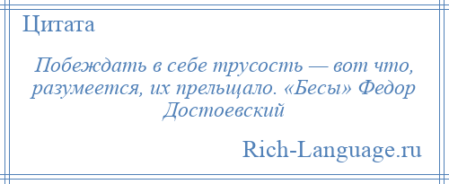 
    Побеждать в себе трусость — вот что, разумеется, их прельщало. «Бесы» Федор Достоевский