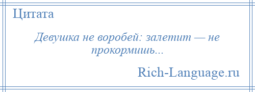 
    Девушка не воробей: залетит — не прокормишь...