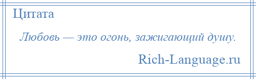 
    Любовь — это огонь, зажигающий душу.