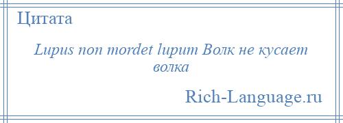 
    Lupus non mordet lupum Волк не кусает волка