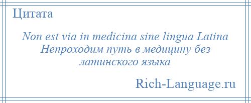 
    Non est via in medicina sine lingua Latina Непроходим путь в медицину без латинского языка