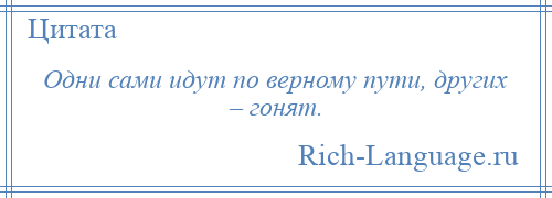 
    Одни сами идут по верному пути, других – гонят.