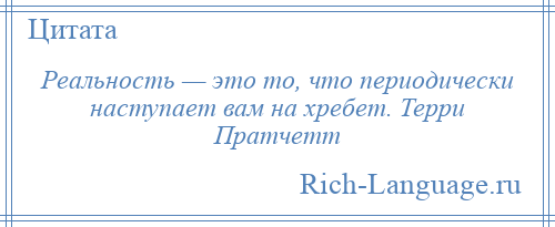 
    Реальность — это то, что периодически наступает вам на хребет. Терри Пратчетт