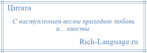 
    С наступлением весны приходит любовь и... хвосты.