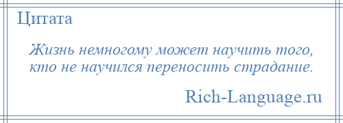 
    Жизнь немногому может научить того, кто не научился переносить страдание.