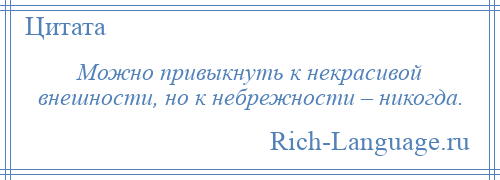 
    Можно привыкнуть к некрасивой внешности, но к небрежности – никогда.