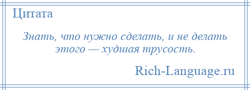 
    Знать, что нужно сделать, и не делать этого — худшая трусость.