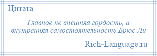 
    Главное не внешняя гордость, а внутренняя самостоятельность.Брюс Ли