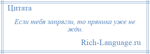 
    Если тебя запрягли, то пряника уже не жди.