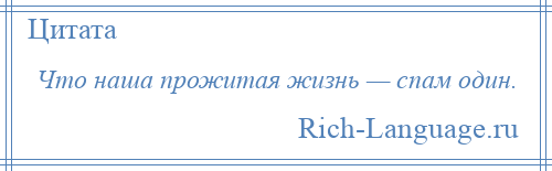 
    Что наша прожитая жизнь — спам один.