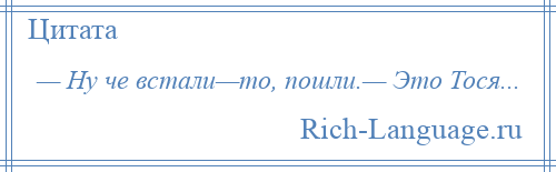 
    — Ну че встали—то, пошли.— Это Тося...