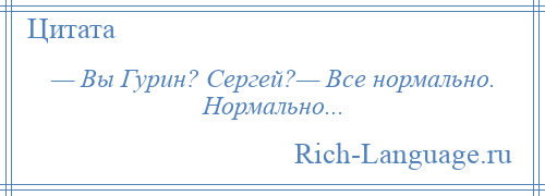 
    — Вы Гурин? Сергей?— Все нормально. Нормально...