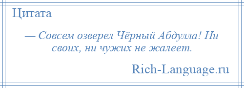 
    — Совсем озверел Чёрный Абдулла! Ни своих, ни чужих не жалеет.