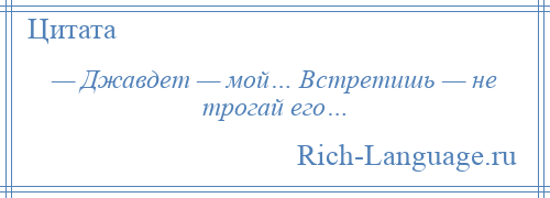 
    — Джавдет — мой… Встретишь — не трогай его…