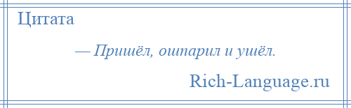 
    — Пришёл, ошпарил и ушёл.