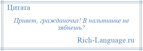 
    Привет, гражданочка! В пальтишке не зябнешь?