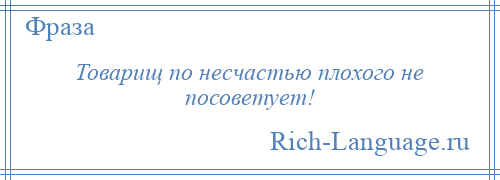 
    Товарищ по несчастью плохого не посоветует!